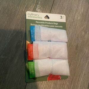 Culinary Elements Reusable Produce Bags - White with Color Tabs (3pc)